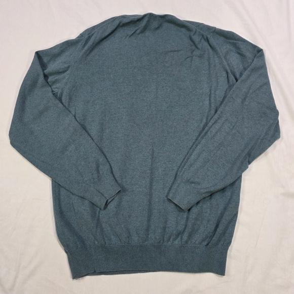 Barbour Cotton Cashmere Blend Teal V Neck Pullover Academia Preppy Sweater. L - Picture 3 of 8